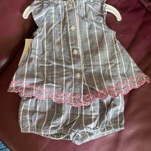 Striped Gray and Pink Kids Romper